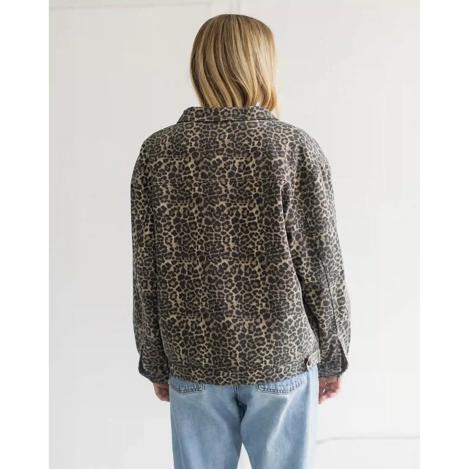 Brunette the Label Leopard Denim Jacket