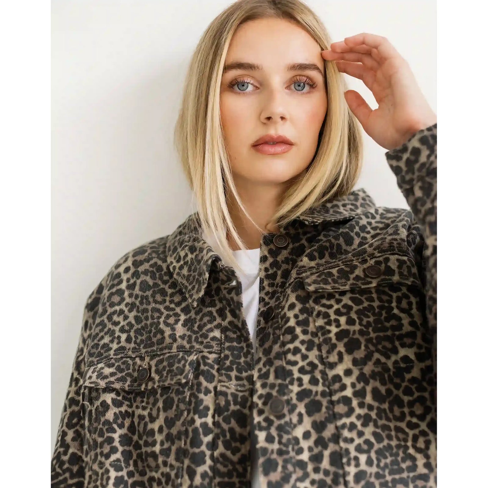 Brunette the Label Leopard Denim Jacket