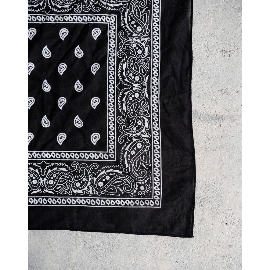 Brunette the Label Western Bandana in black with white paisley border, 100% cotton.