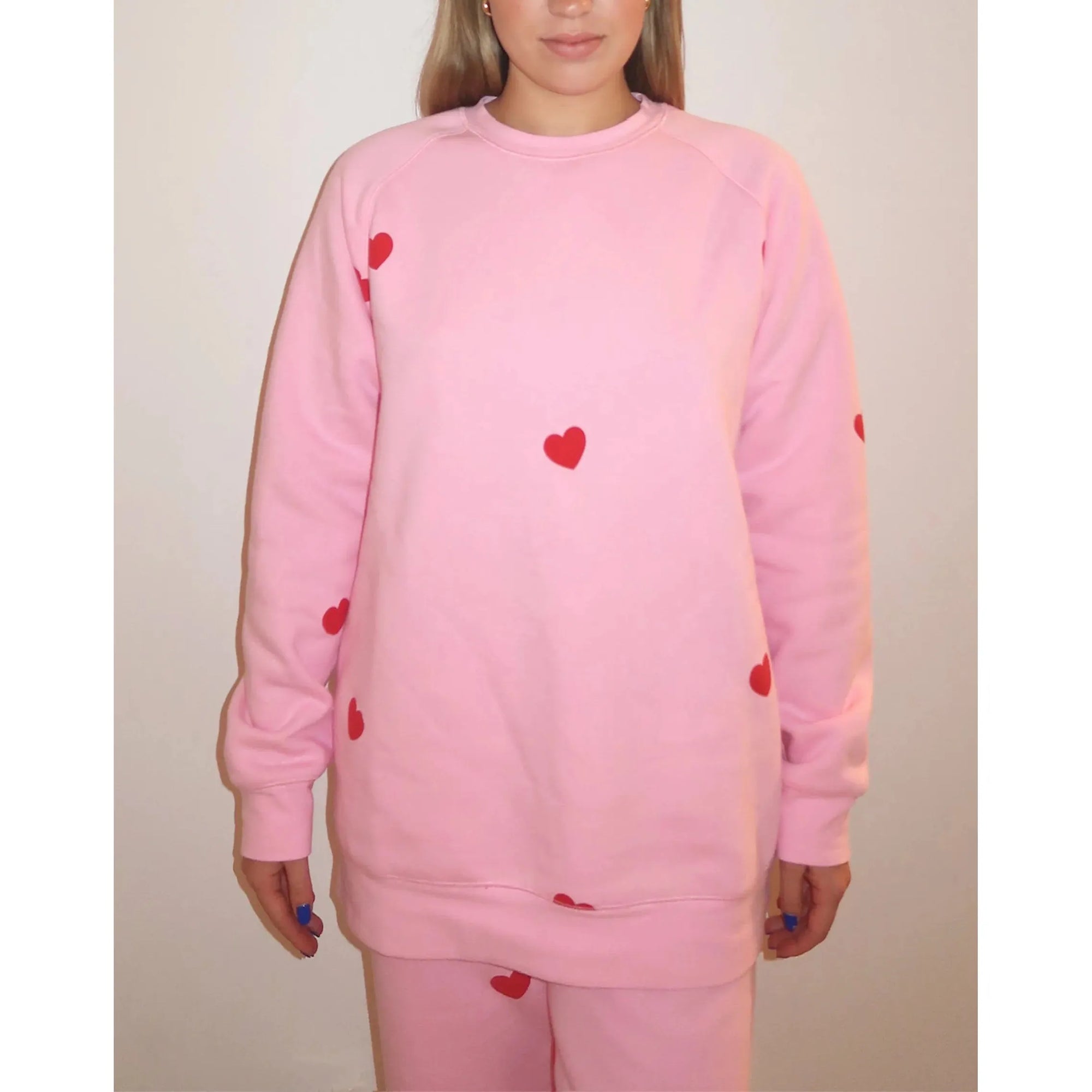 Brunette the Label Pink-Red / XS-S Brunette the Label All Over Puff Heart Big Sister Crew