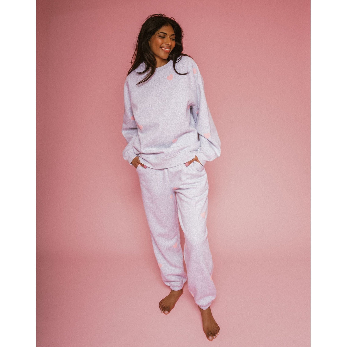 Brunette the Label Brunette the Label All Over Puff Heart Oversized Jogger