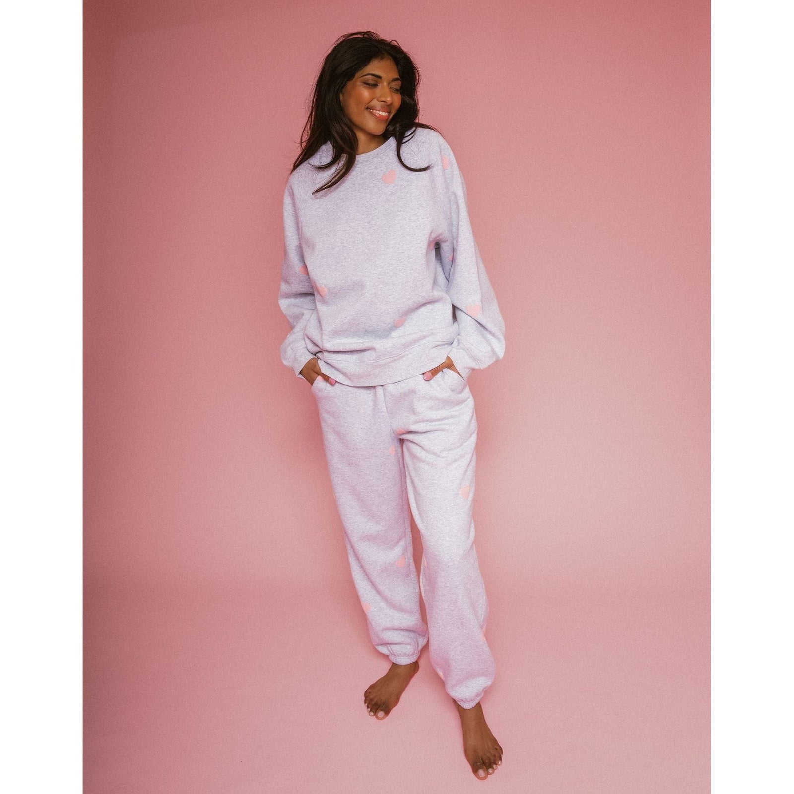 Brunette the Label Brunette the Label All Over Puff Heart Oversized Jogger