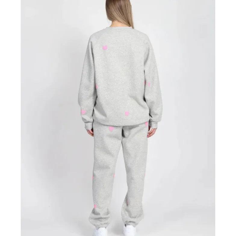 Brunette the Label Brunette the Label All Over Puff Heart Oversized Jogger