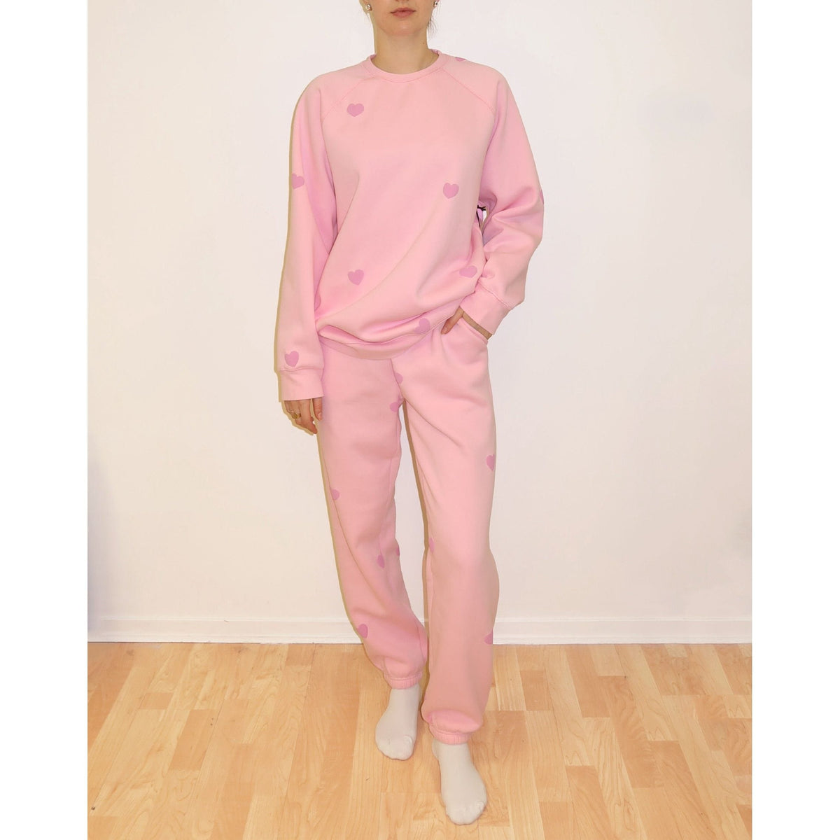 Brunette the Label Pink-Lavender / XS-S Brunette the Label All Over Puff Heart Oversized Jogger