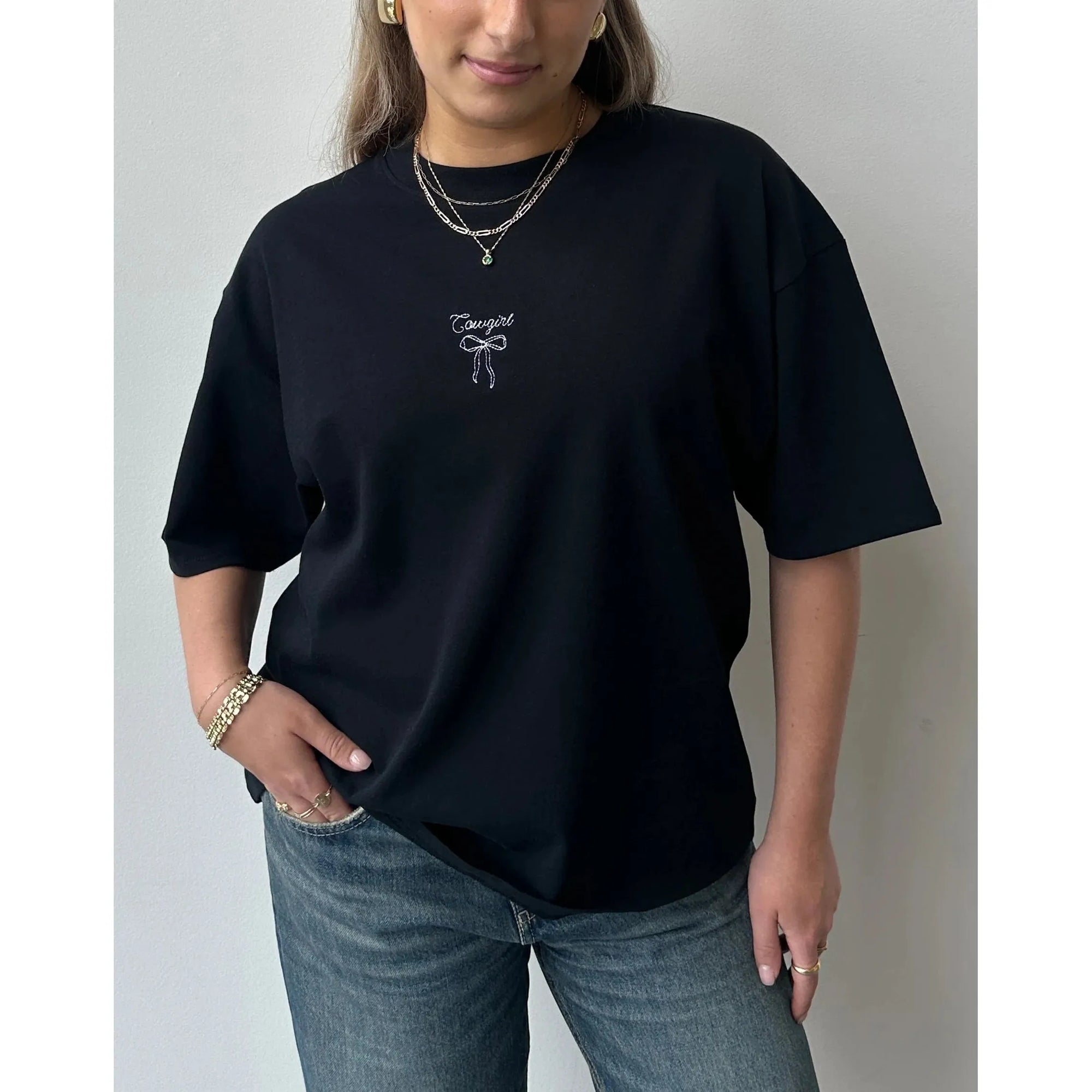Brunette the Label Black / XS-S Brunette the Label Cowgirl Bow Boxy Tee