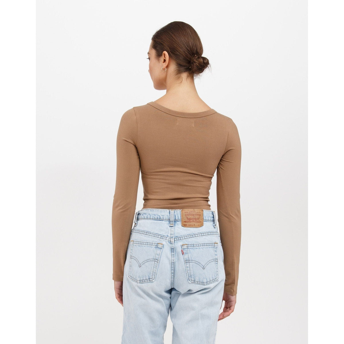 Brunette the Label Brunette the Label Long Sleeve Scoop Neck Top