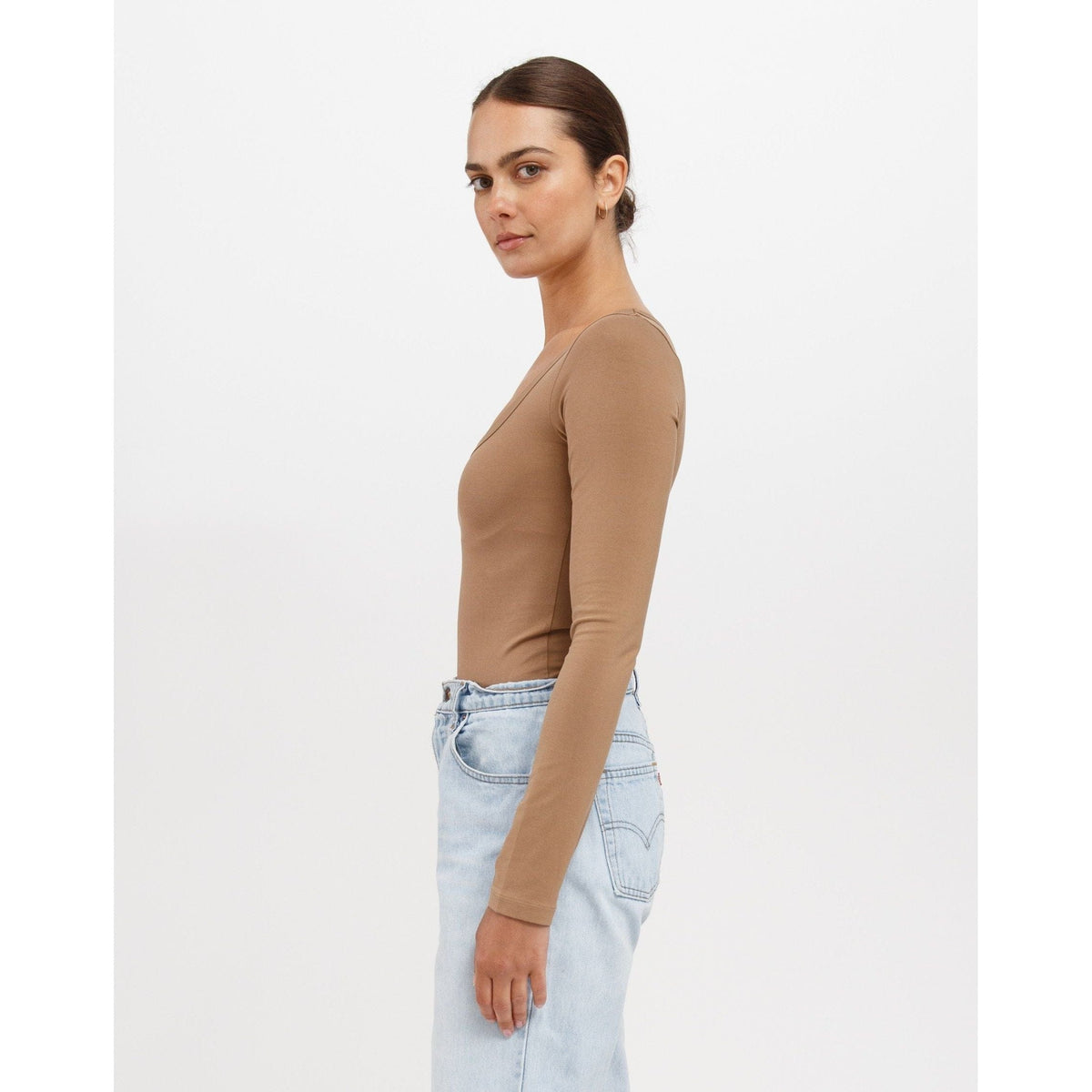 Brunette the Label Brunette the Label Long Sleeve Scoop Neck Top
