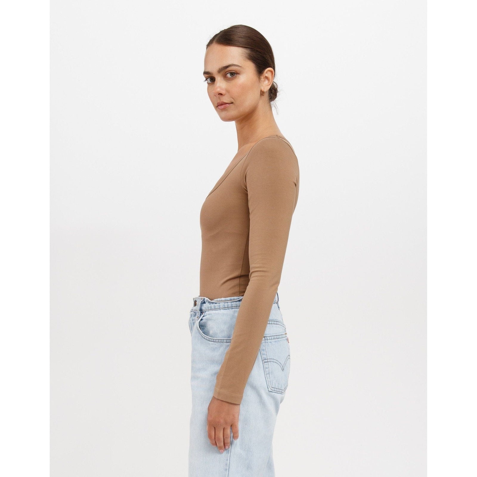 Brunette the Label Brunette the Label Long Sleeve Scoop Neck Top