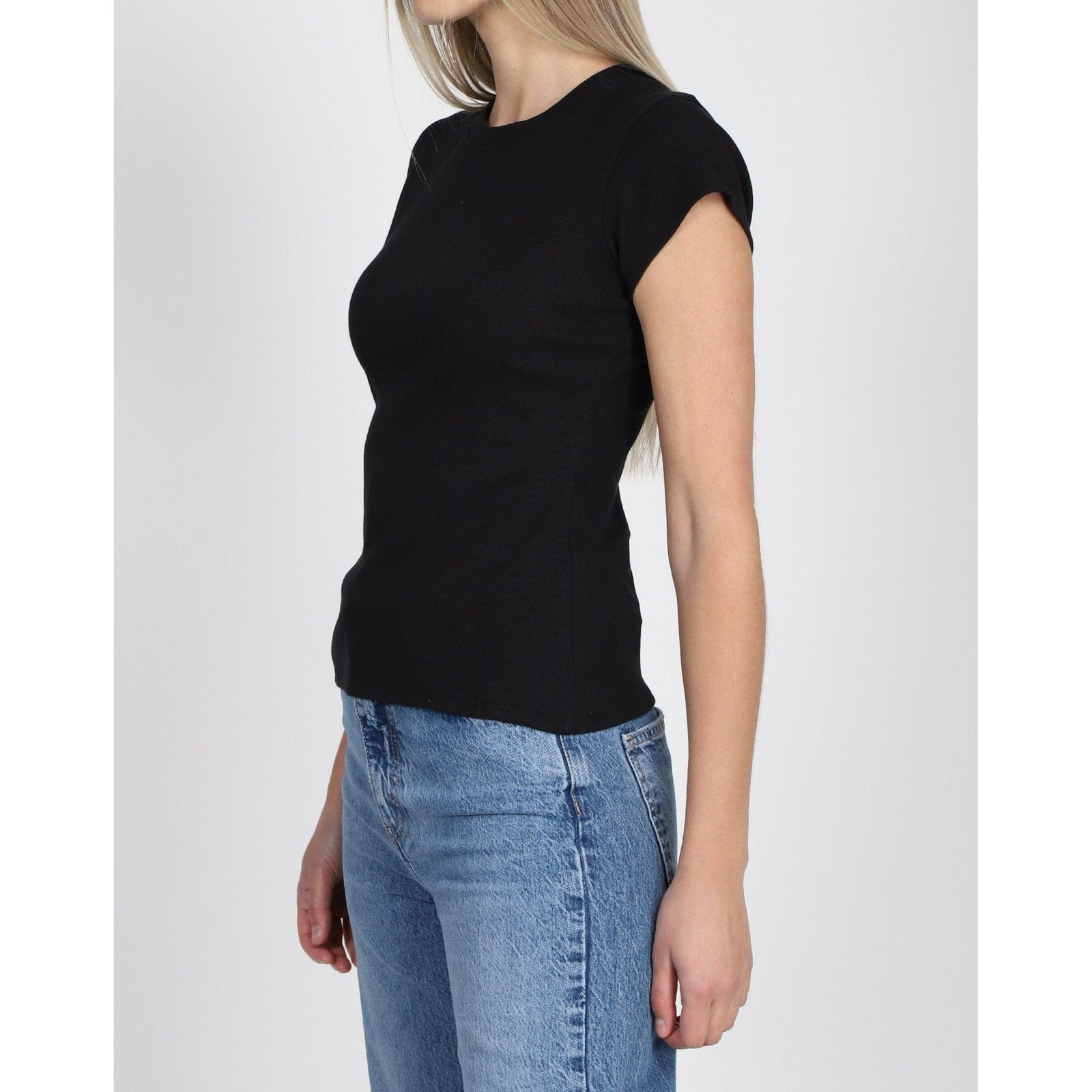 Brunette the Label Brunette the Label Rib Fitted Tee with Cap Sleeves