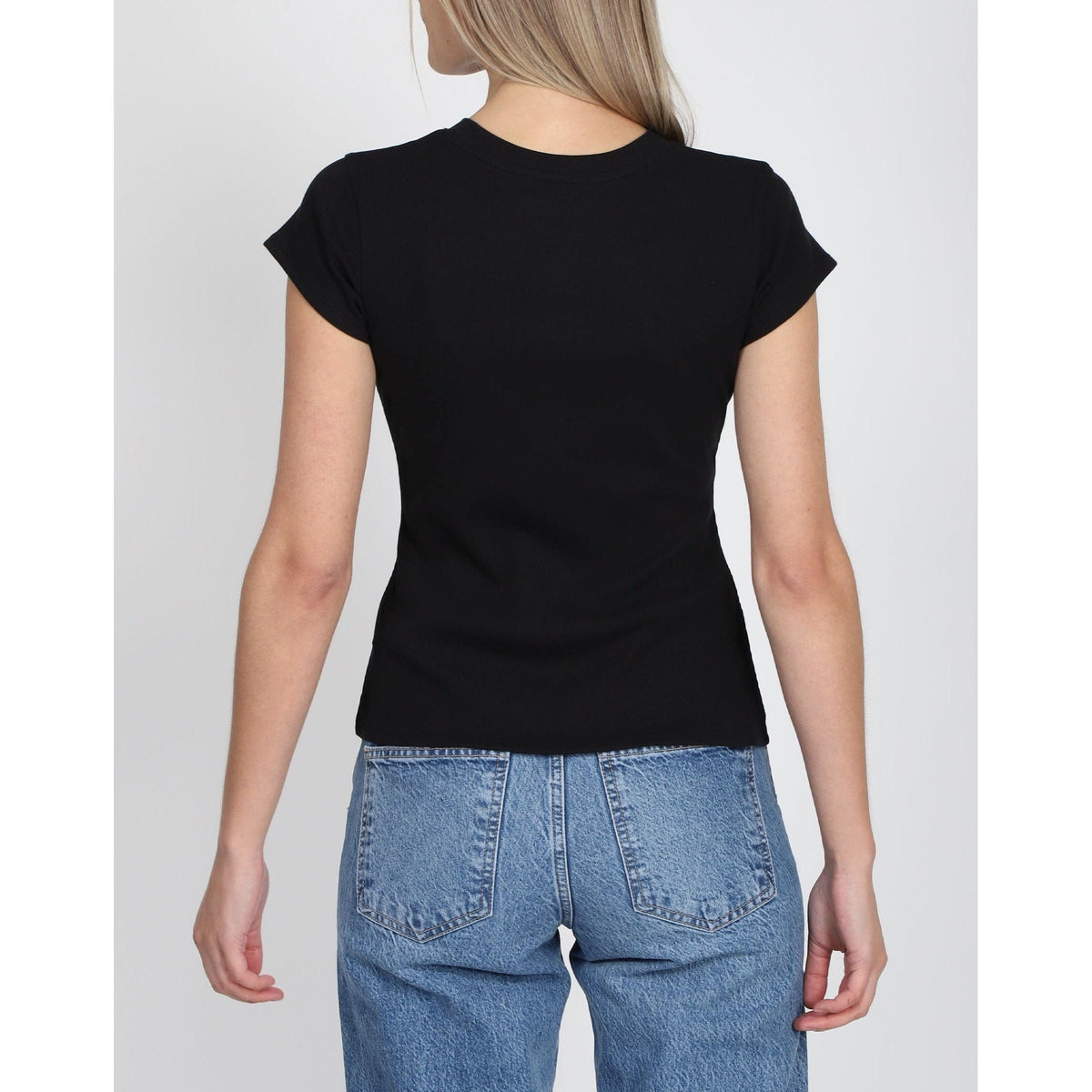 Brunette the Label Brunette the Label Rib Fitted Tee with Cap Sleeves