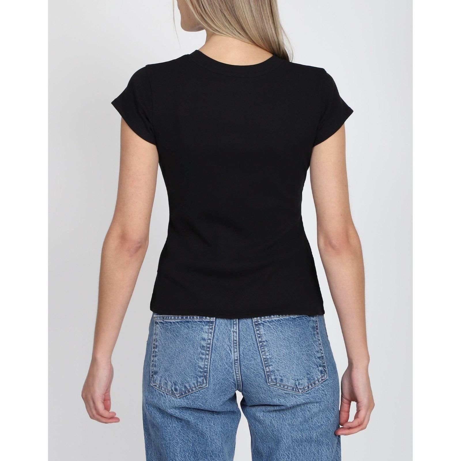 Brunette the Label Brunette the Label Rib Fitted Tee with Cap Sleeves
