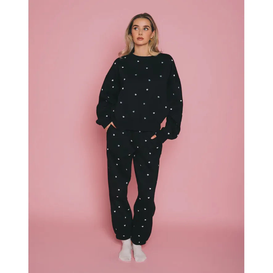 Brunette the Label All Over Tiny Heart Oversized Jogger