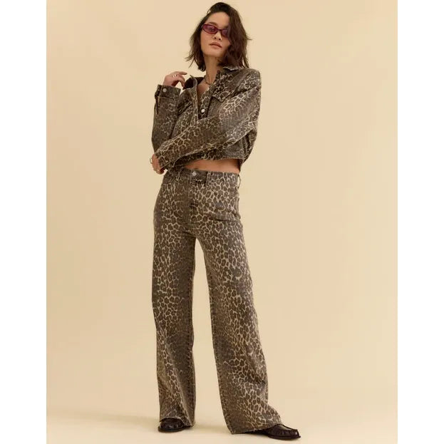 Daze Far Out High Rise Wide Leg in Cool Cat