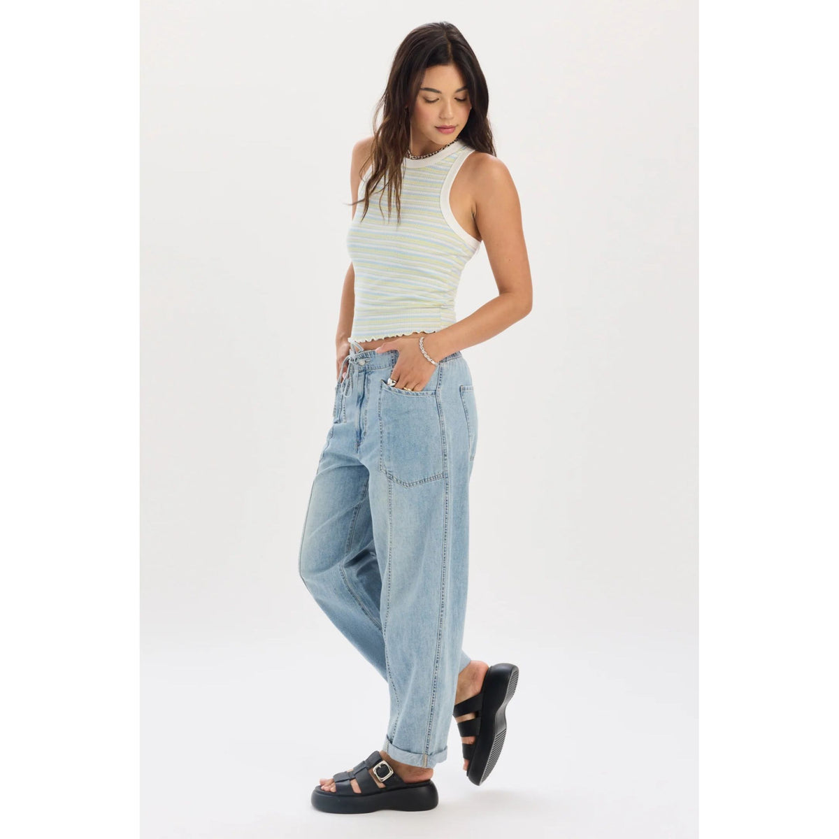 Daze Villa Drawstring Barrel Pant in Wildcard