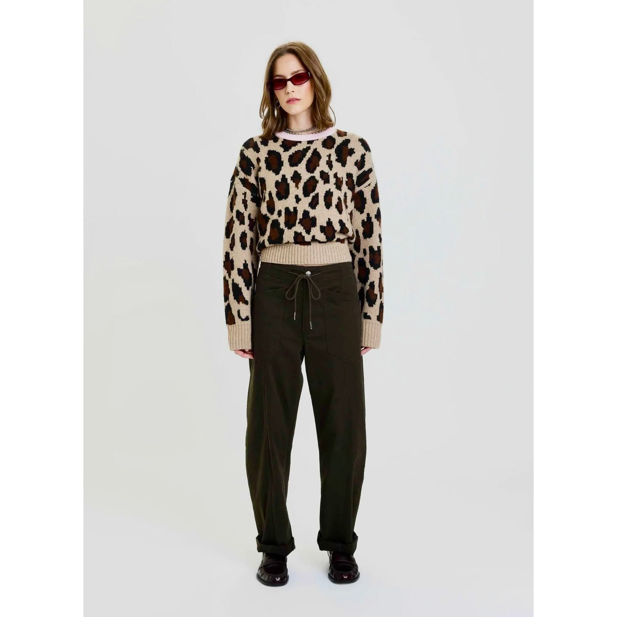 Daze Villa Drawstring Barrel Pant in Fern