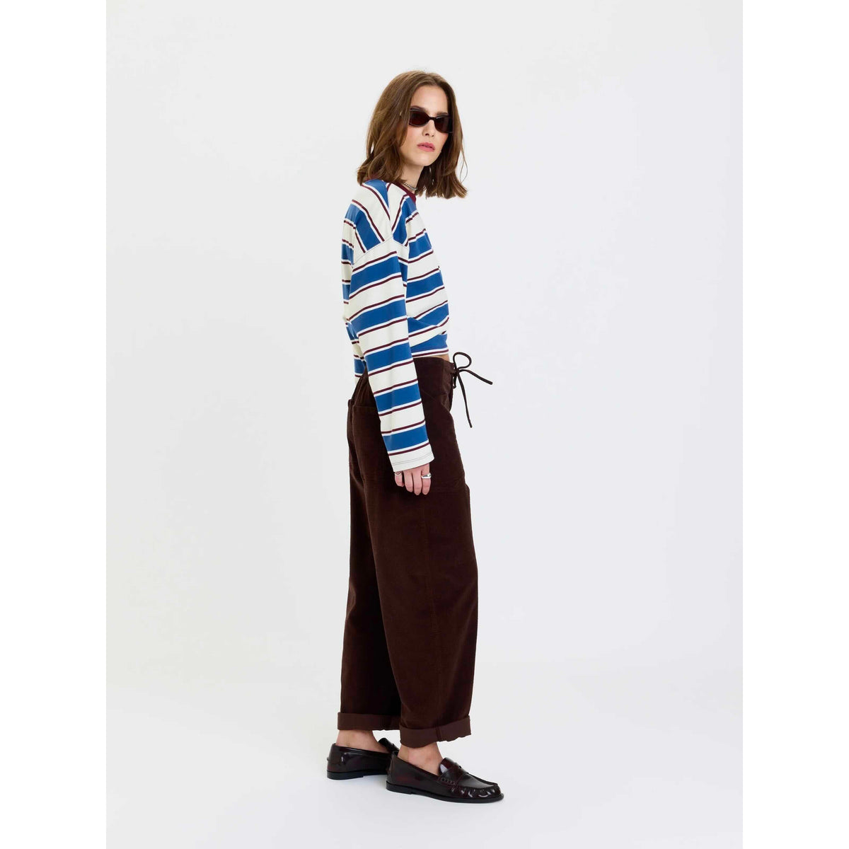 Daze Villa Drawstring Barrel Pant in Chocolate