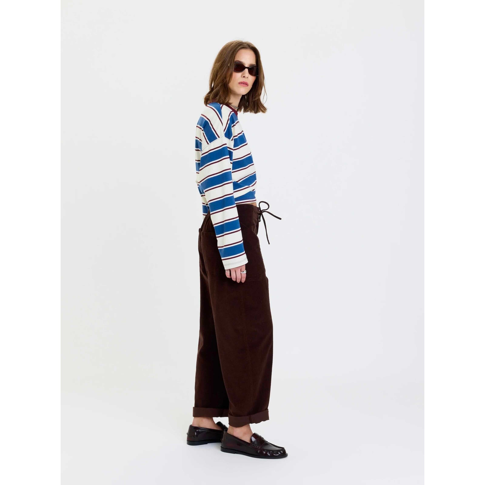 Daze Villa Drawstring Barrel Pant in Chocolate