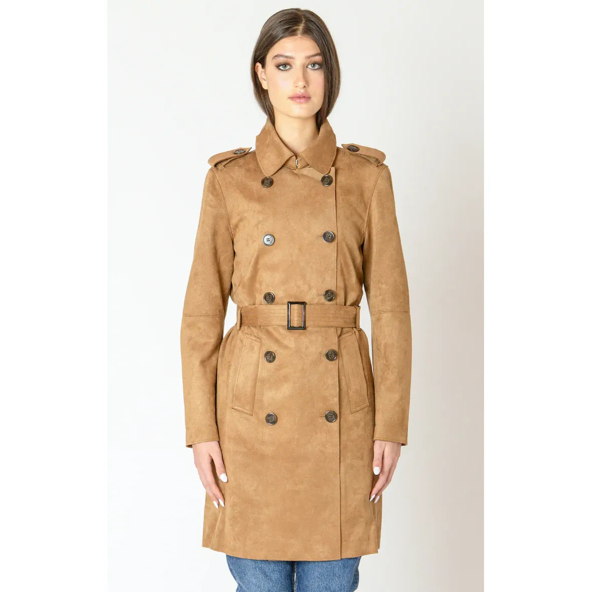 Dex Black Tape Belted Trench Coat