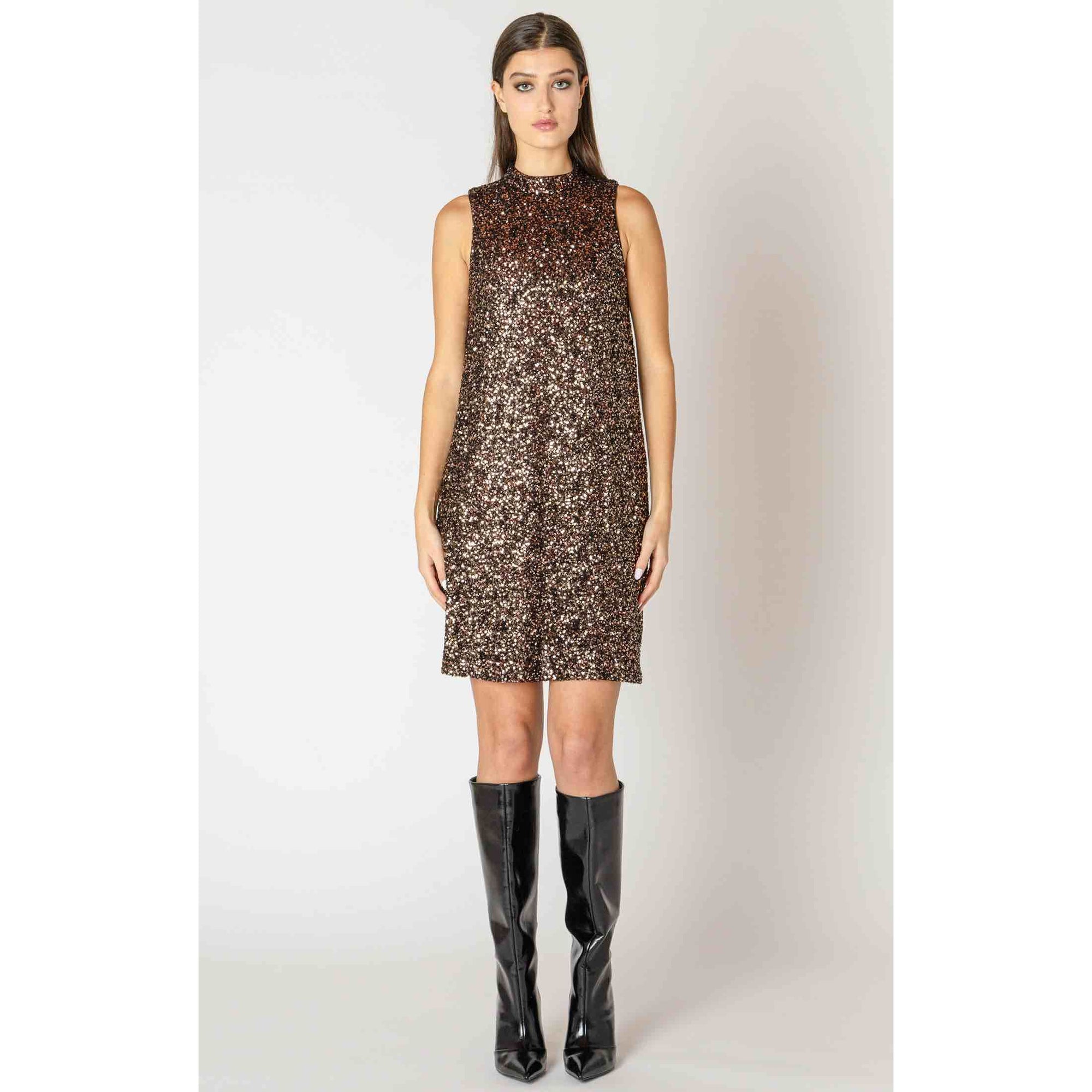 Dex Black Tape Mock Sequin Dress - Main Image