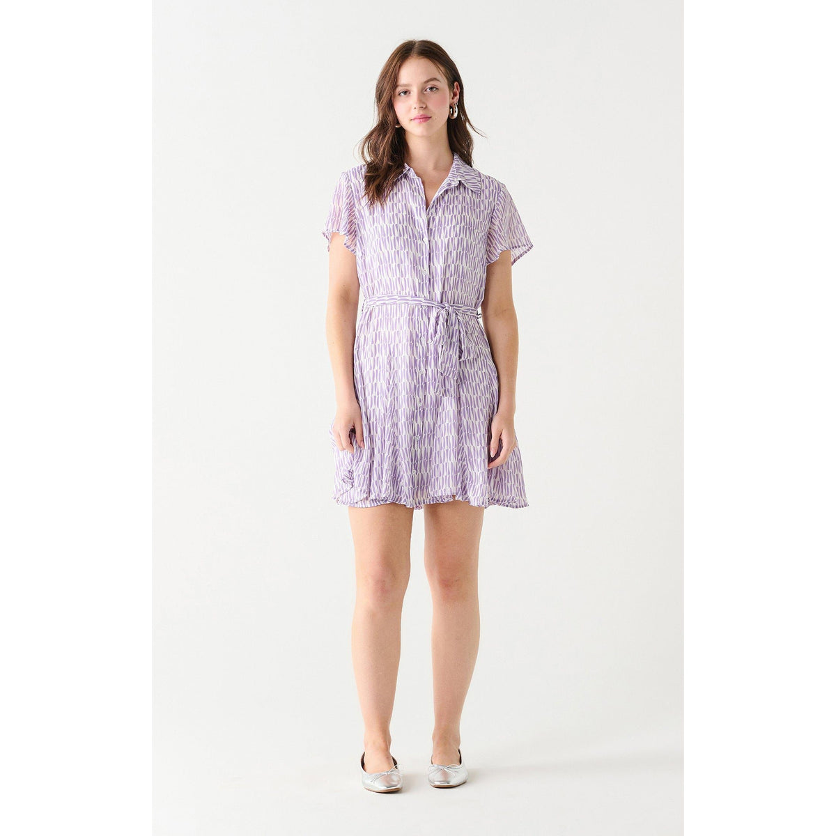 Dex Lavendar / XS Dex Black Tape Geo Shirt Dress