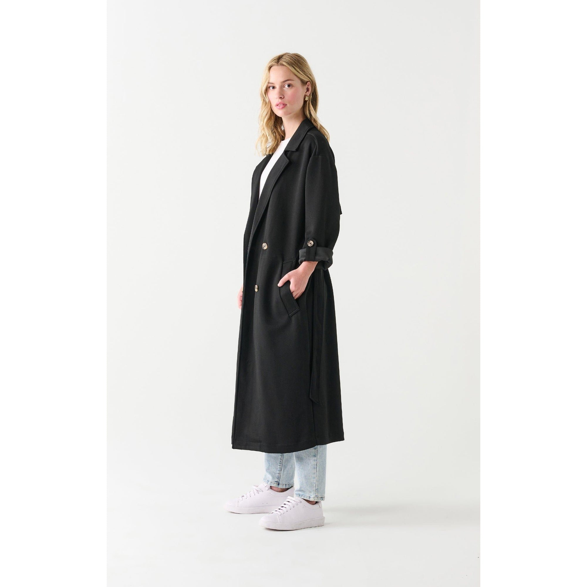 Dex Black / XS Dex Double Breasted Knit Trench