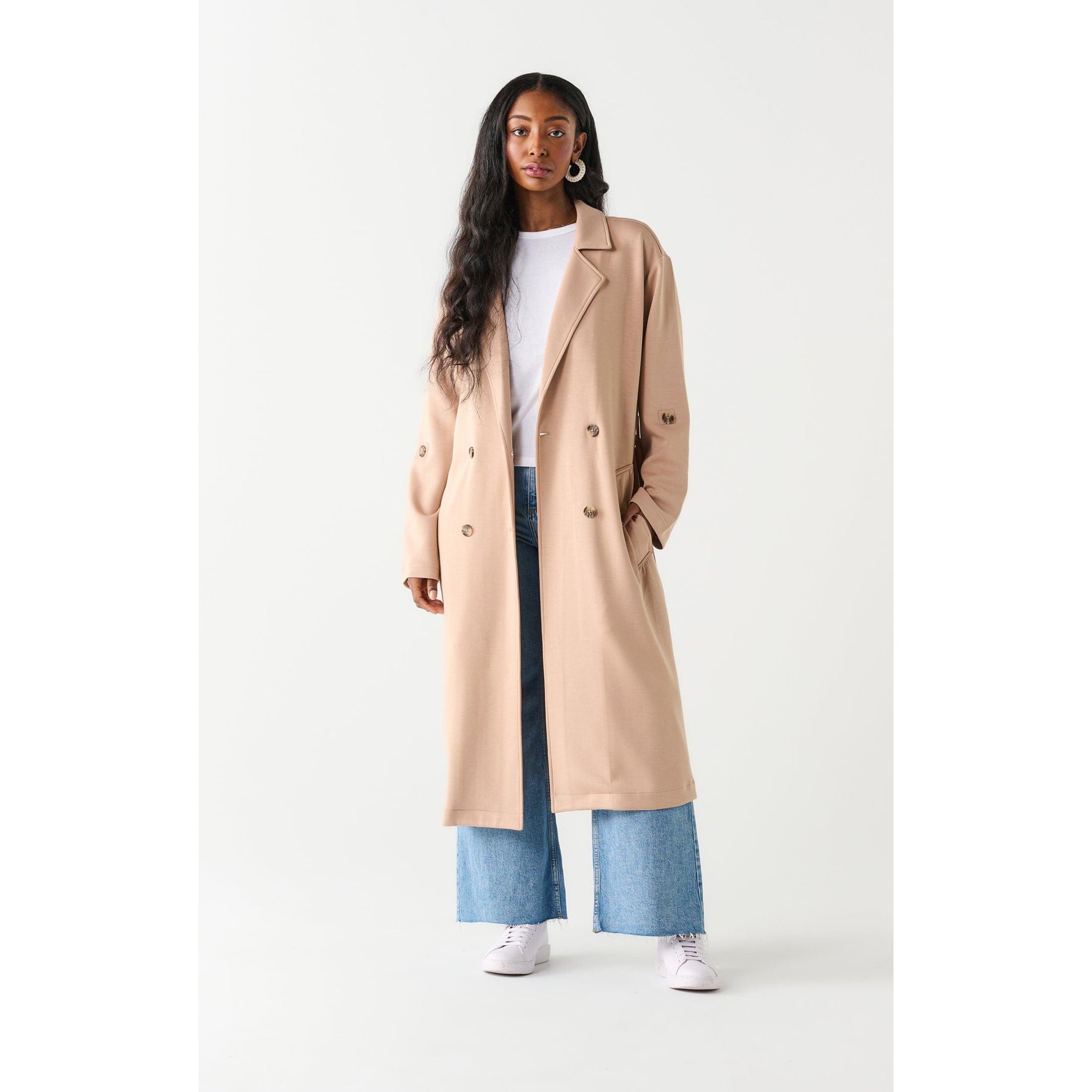 Dex Taupe / XS Dex Double Breasted Knit Trench
