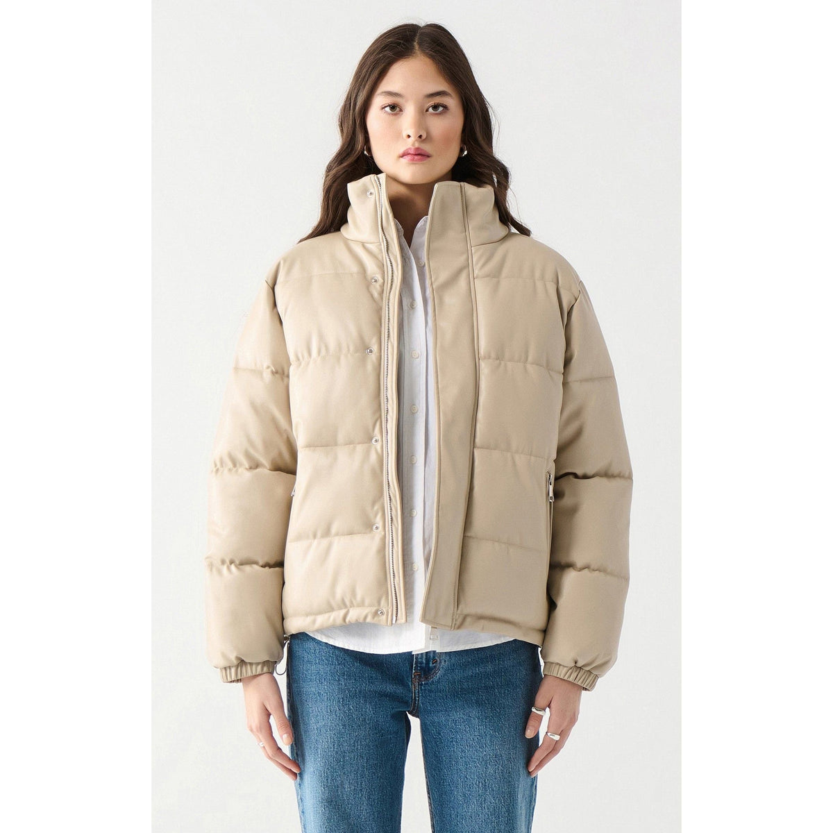 Dex Beige / XS Dex Faux Leather Puffer Jacket