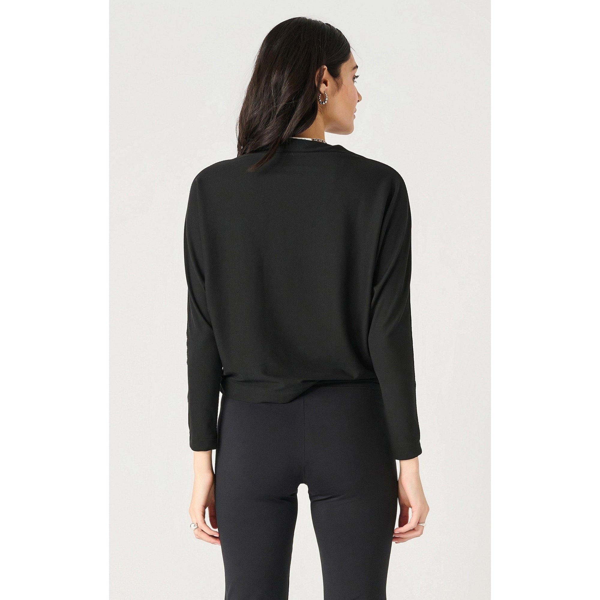 Dex Dex Long Sleeve Mock Neck Ribbed Top