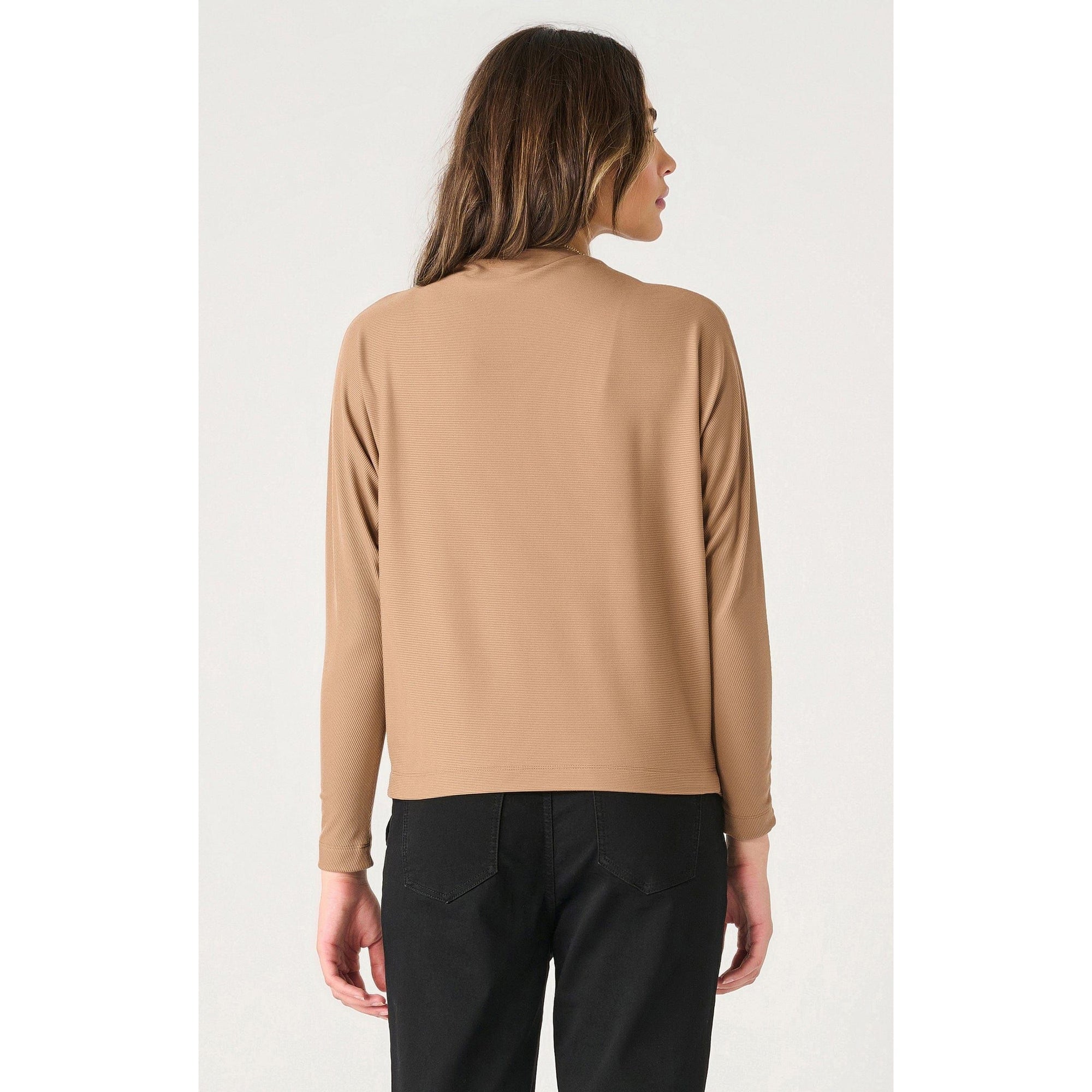 Dex Dex Long Sleeve Mock Neck Ribbed Top