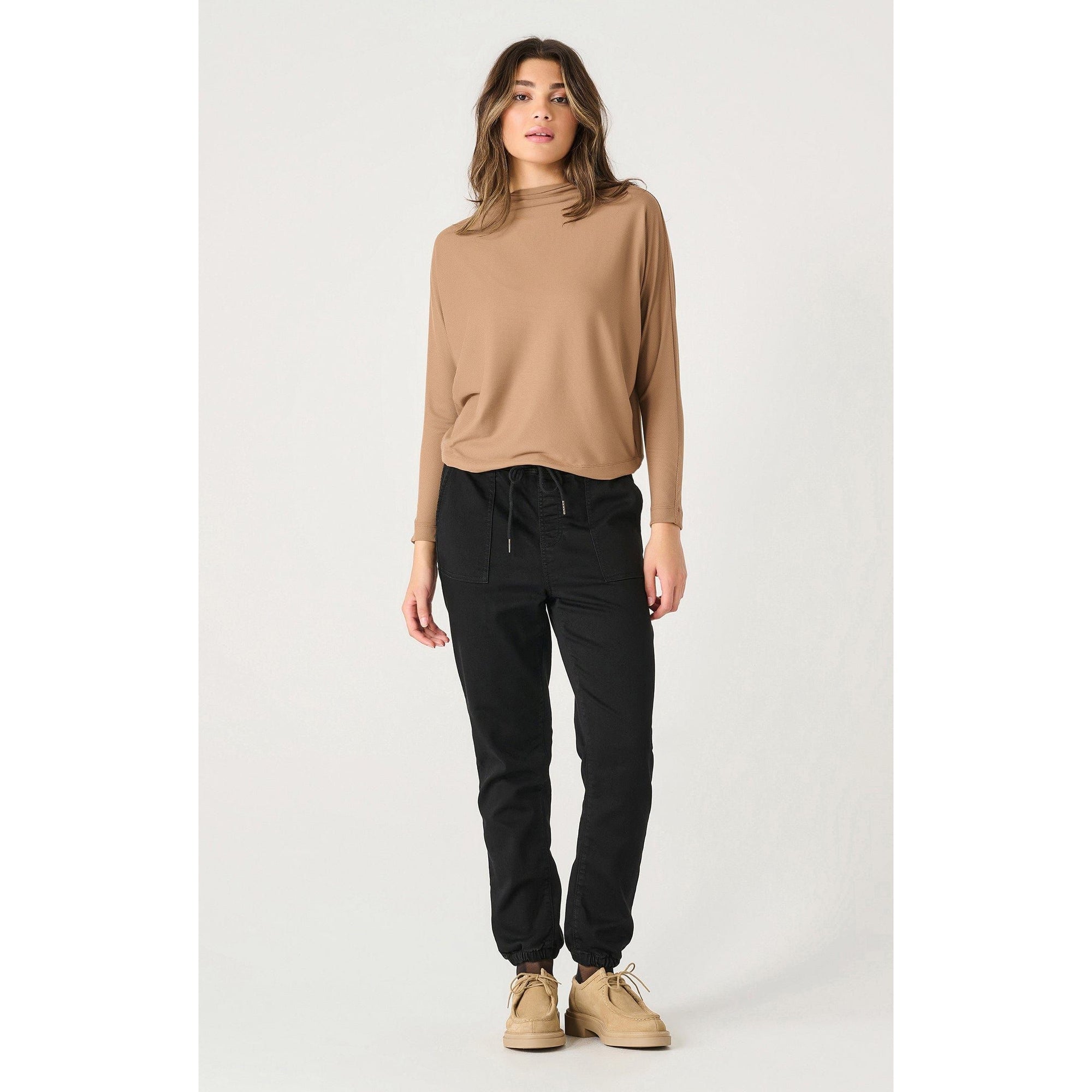 Dex Dex Long Sleeve Mock Neck Ribbed Top