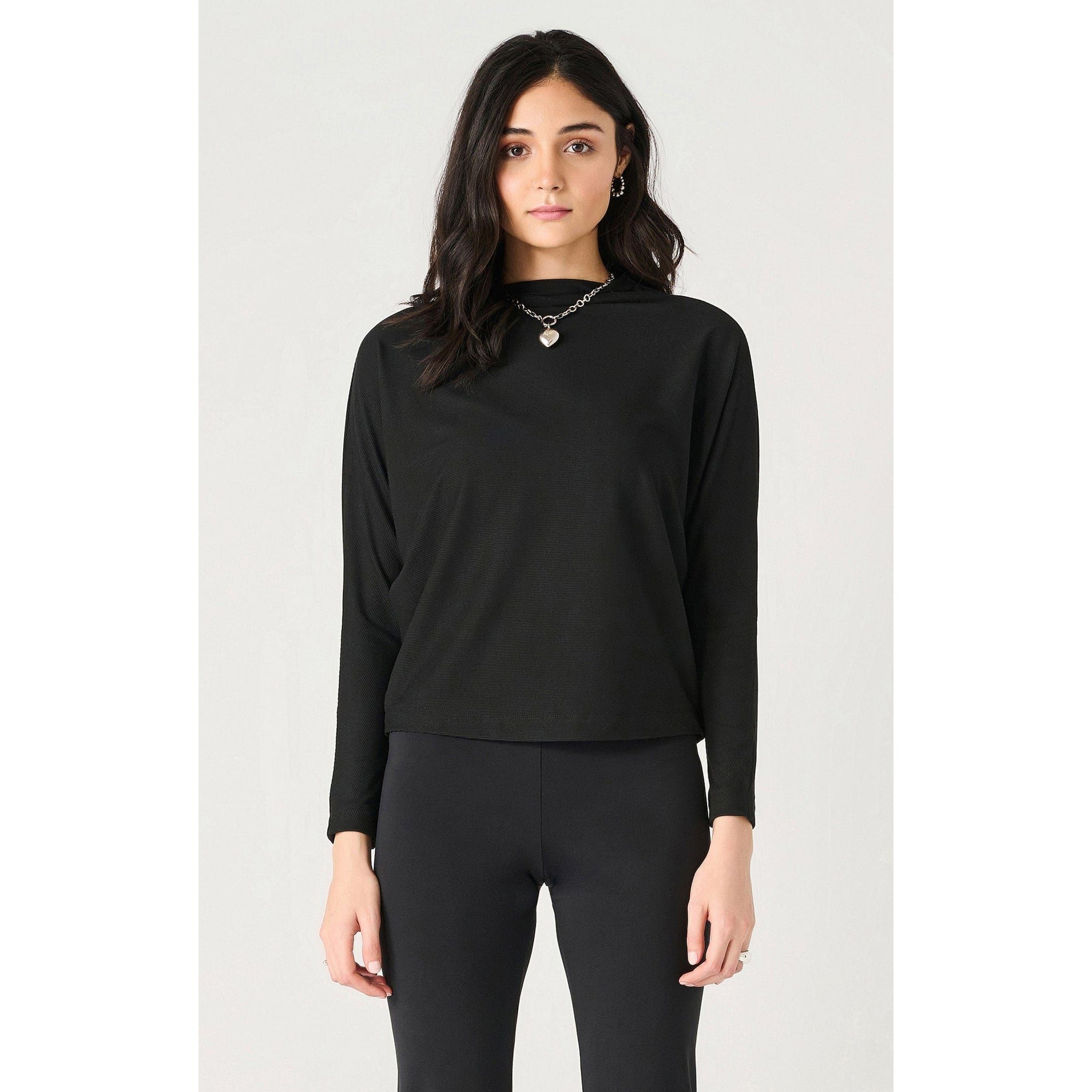 Dex Black / XS Dex Long Sleeve Mock Neck Ribbed Top