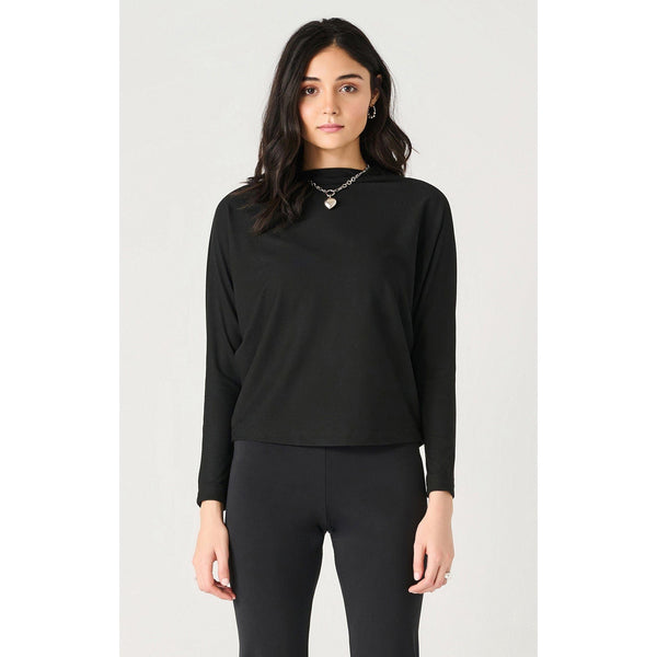 black mock neck long sleeve top