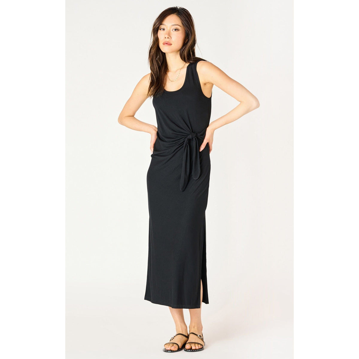 Dex Black / XS Dex Sleeveless Knot Detail Midi Dress