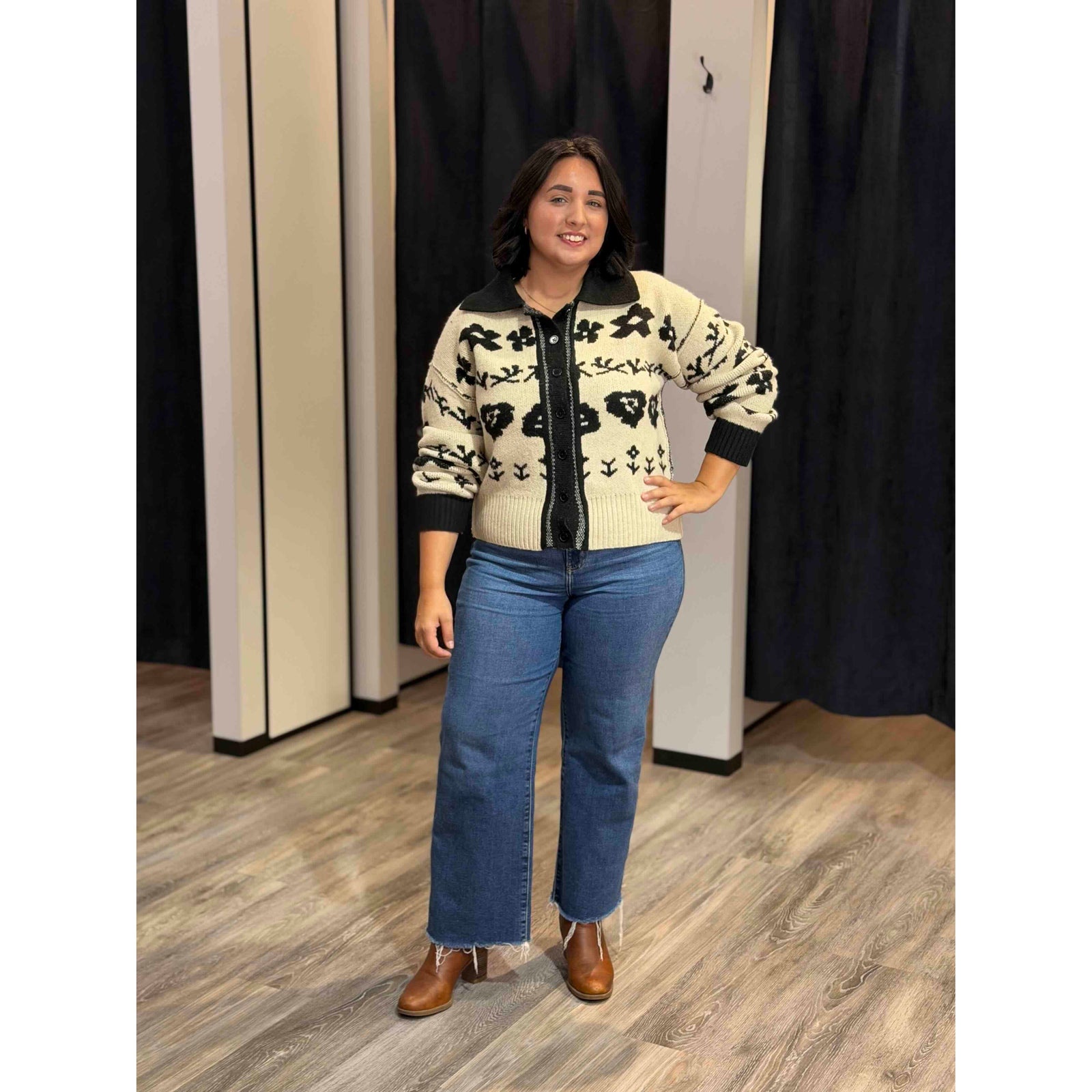 Dex Flower Jacquard Cardigan