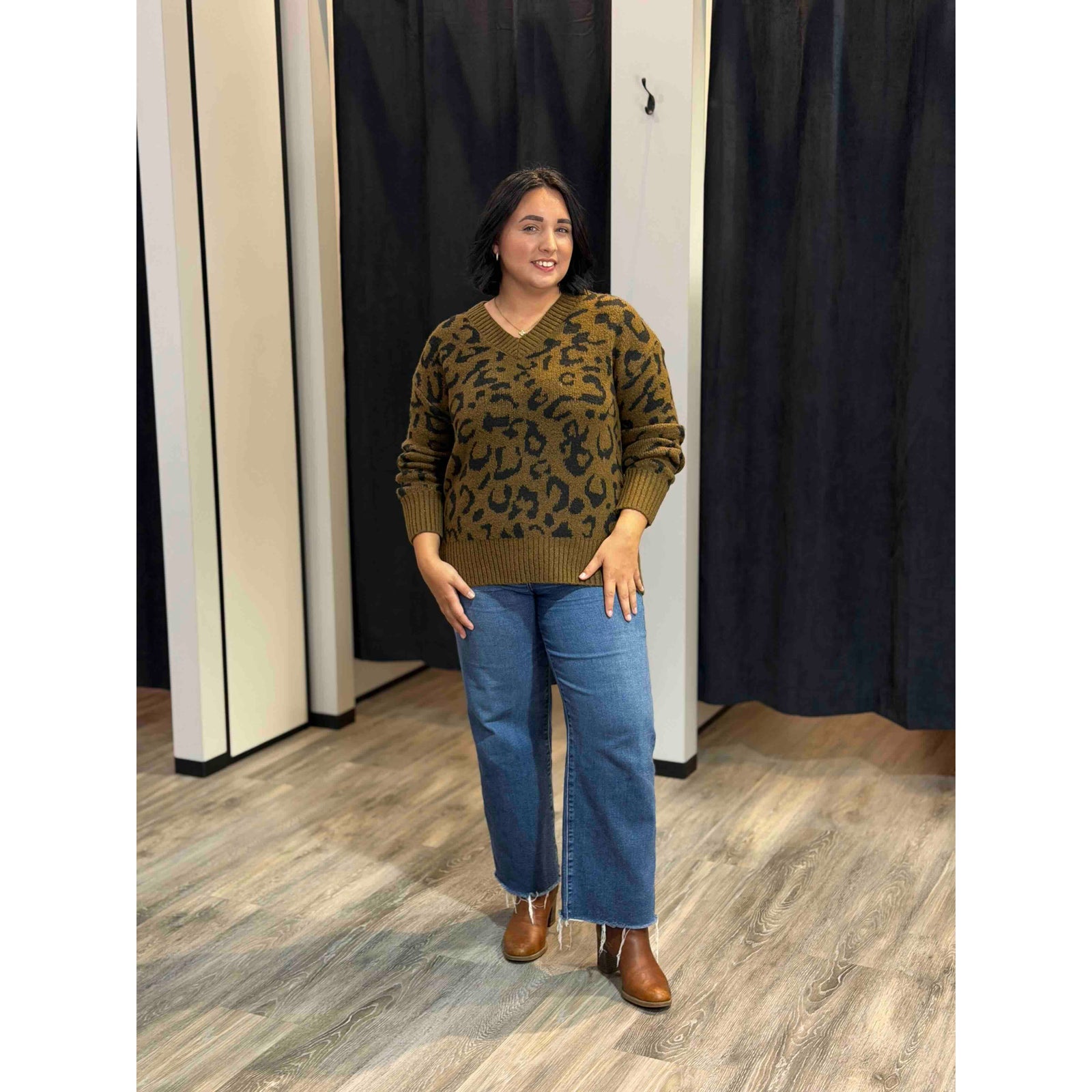 Dex Leopard V-Neck Sweater