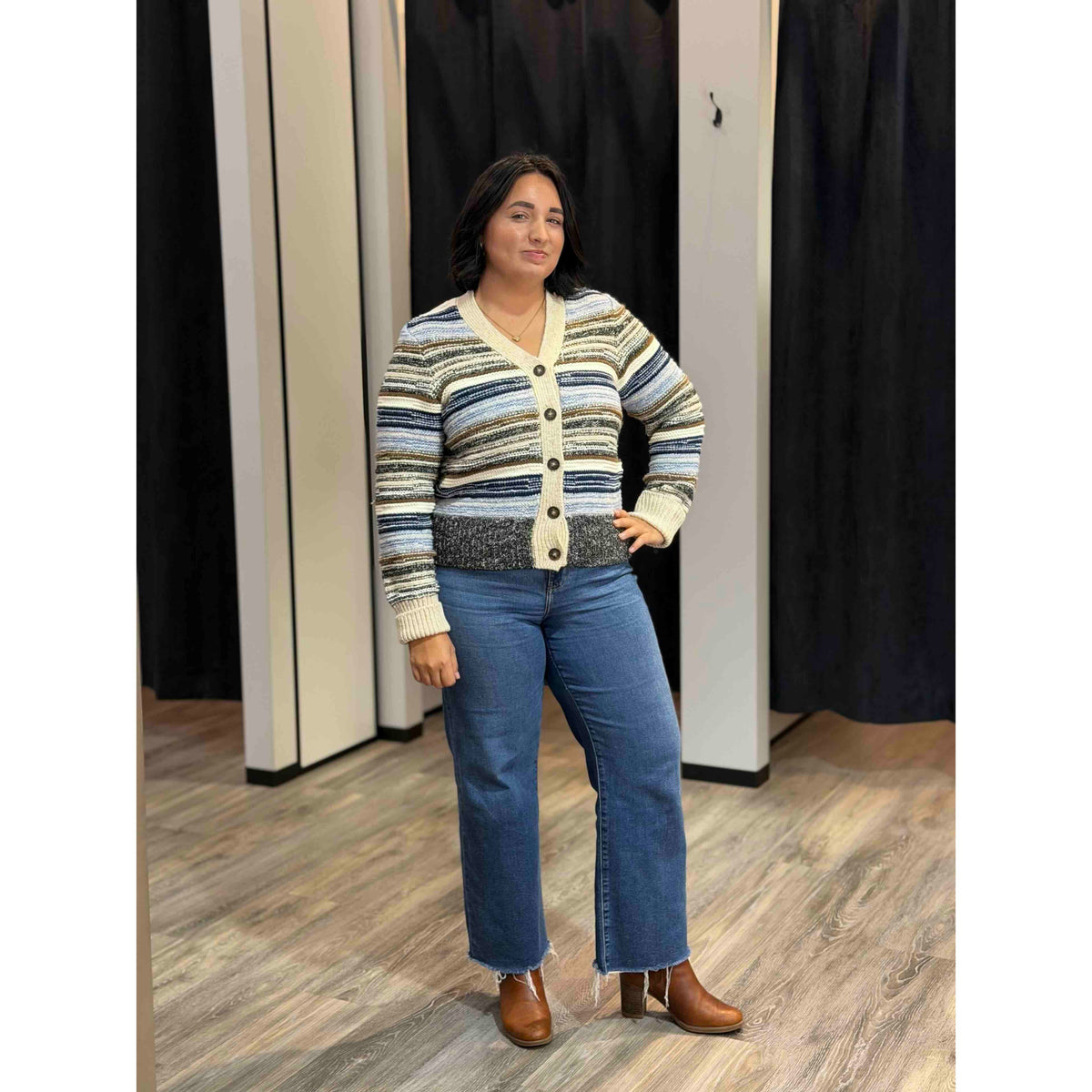 Dex Melange Striped Cardigan
