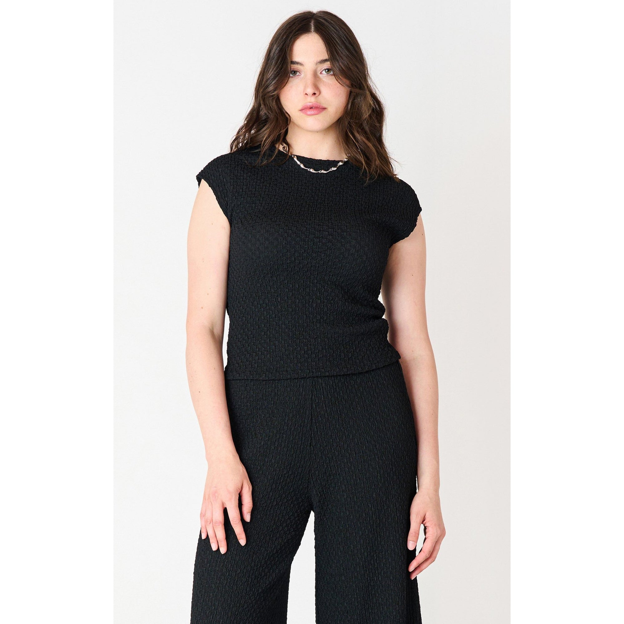 Dex Black Tape SS Drop Shoulder Textured Top