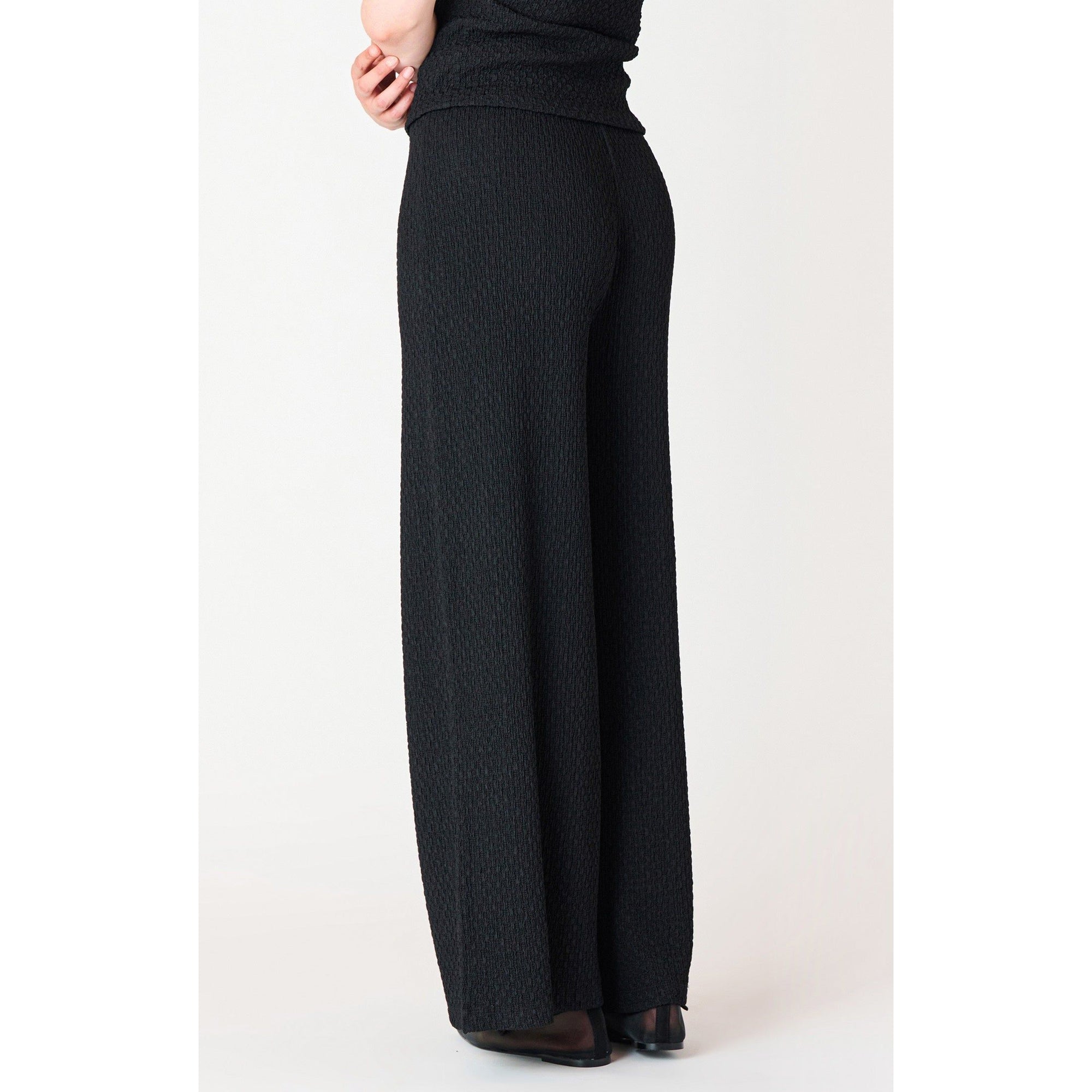 Dex Black Tape Textured Flowy Wide Leg Pants