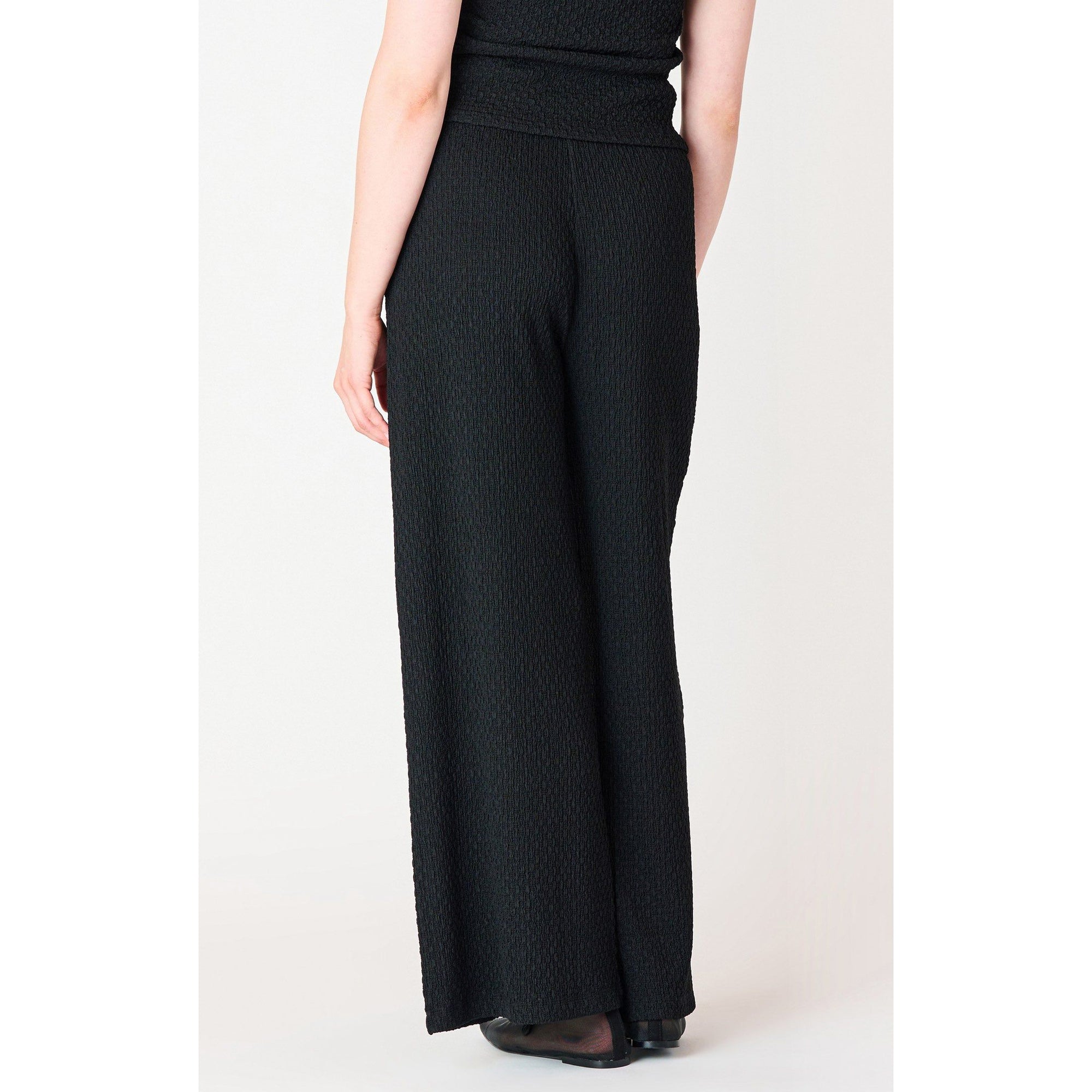 Dex Black Tape Textured Flowy Wide Leg Pants