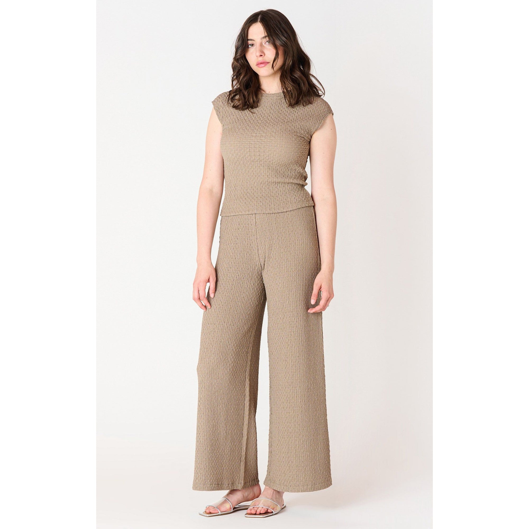 Dex Black Tape Textured Flowy Wide Leg Pants