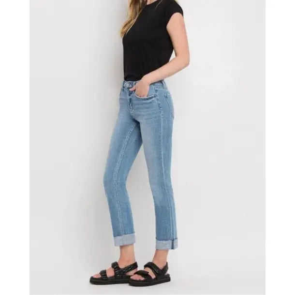 Flying Monkey Flying Monkey Mid Rise Slim Straight Cuffed Crop Janet