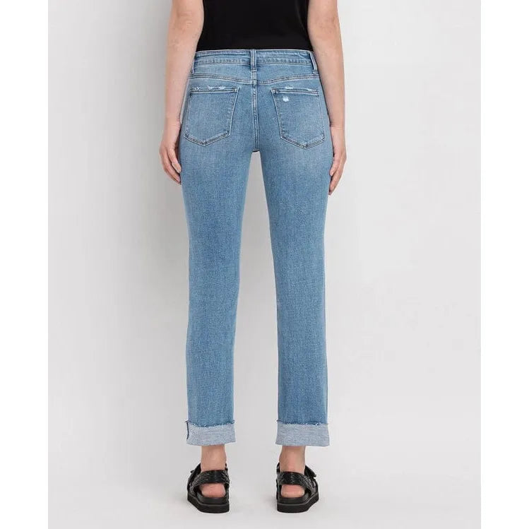 Flying Monkey Flying Monkey Mid Rise Slim Straight Cuffed Crop Janet