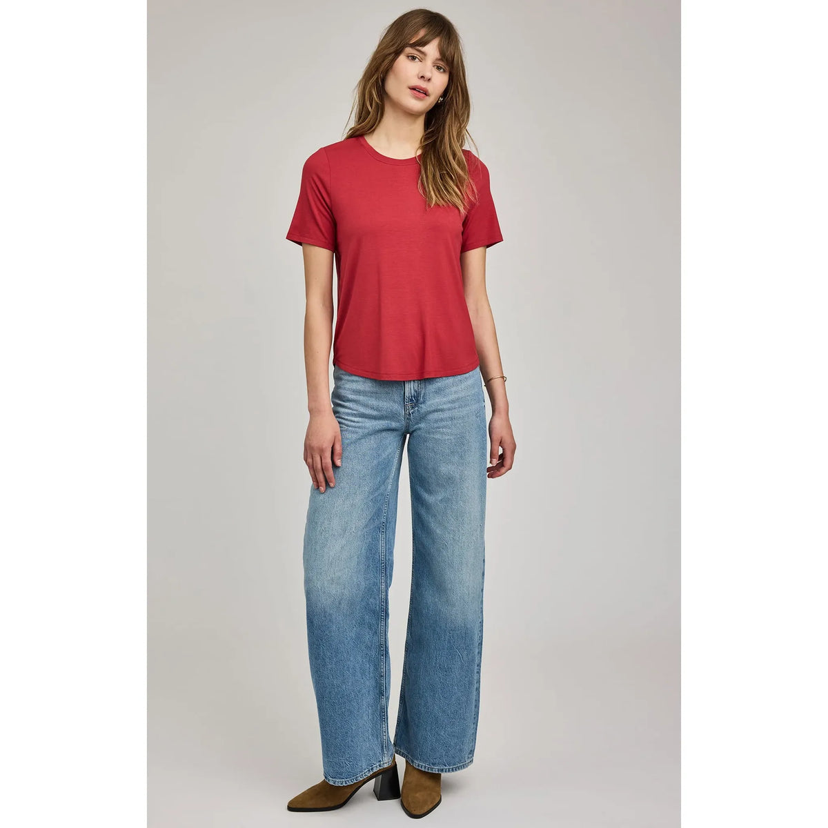 Gentle Fawn Brielle TShirt in red with crew neck and relaxed fit; EcoVero rayon blend (95% rayon, 5% spandex).