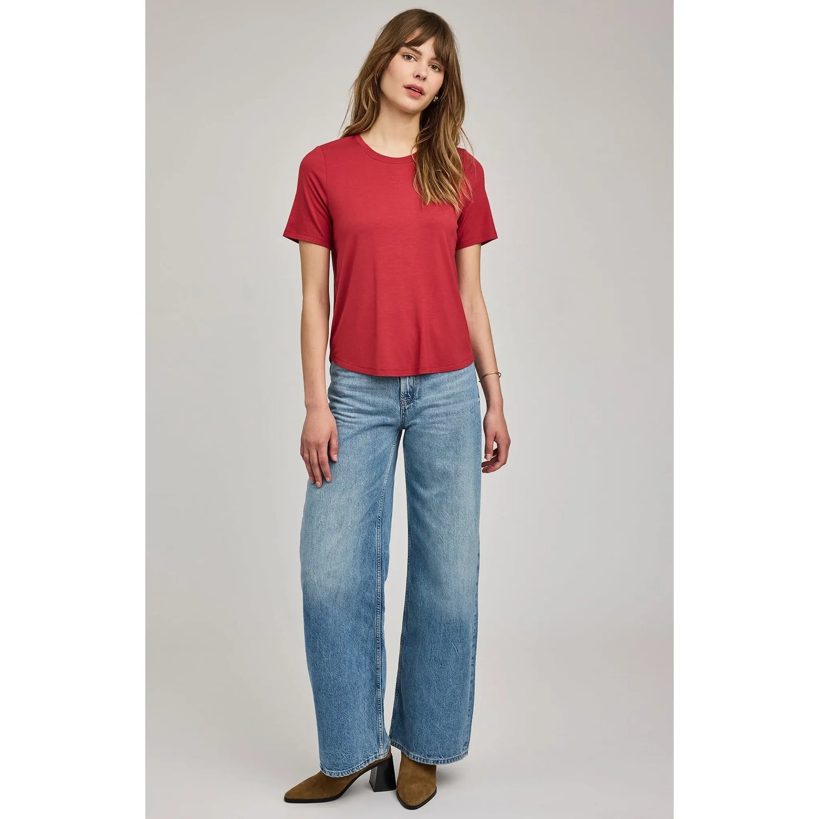 Gentle Fawn Brielle TShirt in red with crew neck and relaxed fit; EcoVero rayon blend (95% rayon, 5% spandex).