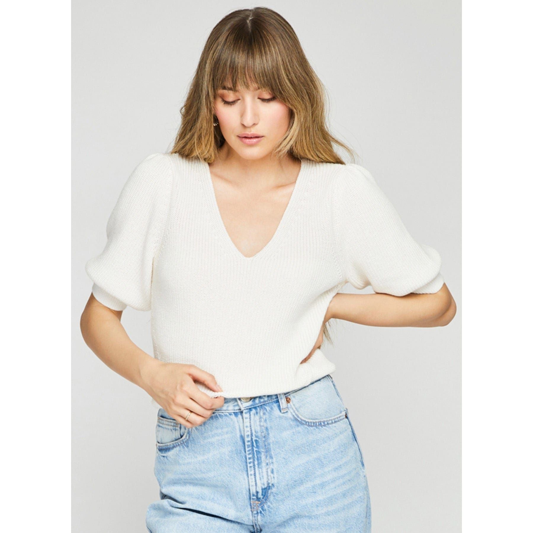 Gentle Fawn White / XXS Gentle Fawn Phoebe V-Neck Sweater