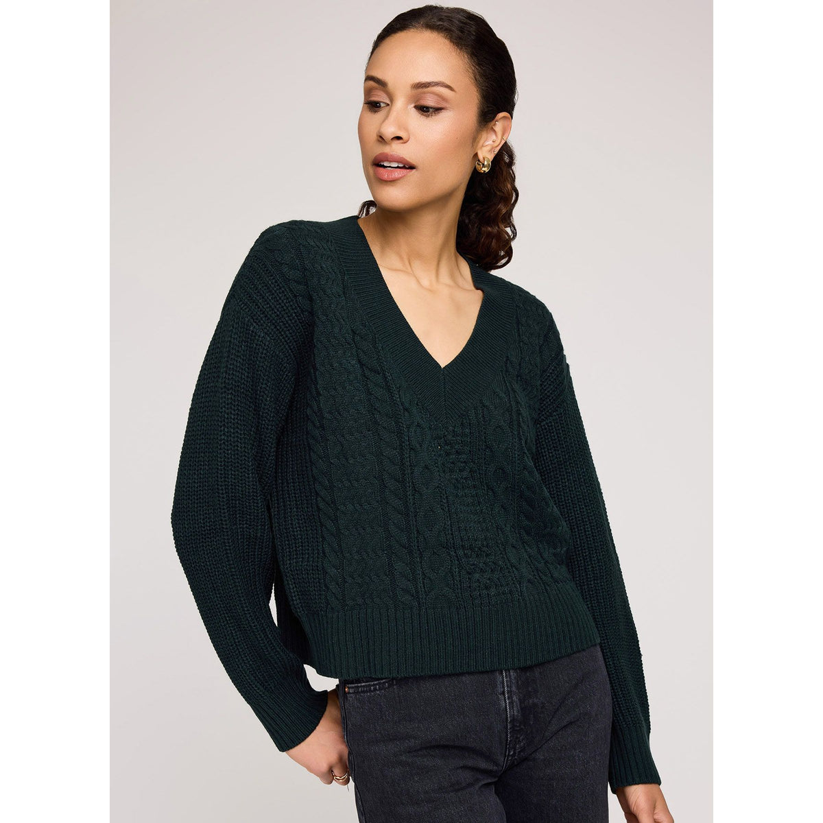 Gentle Fawn Marcie Cable Knit V-Neck Sweater