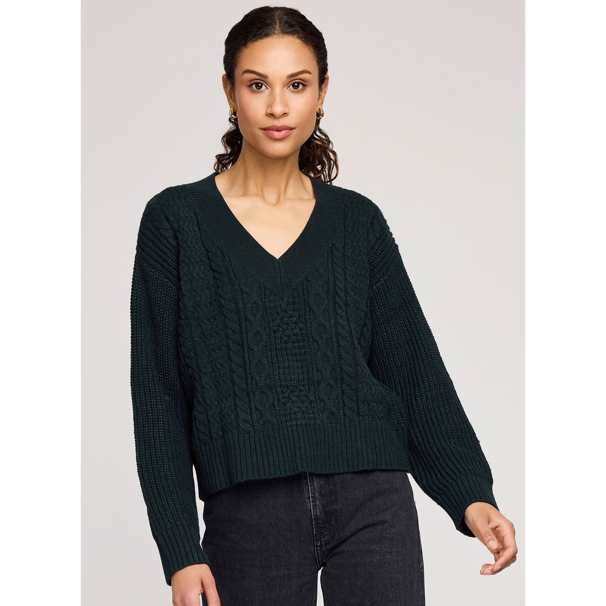 Gentle Fawn Marcie Cable Knit V-Neck Sweater