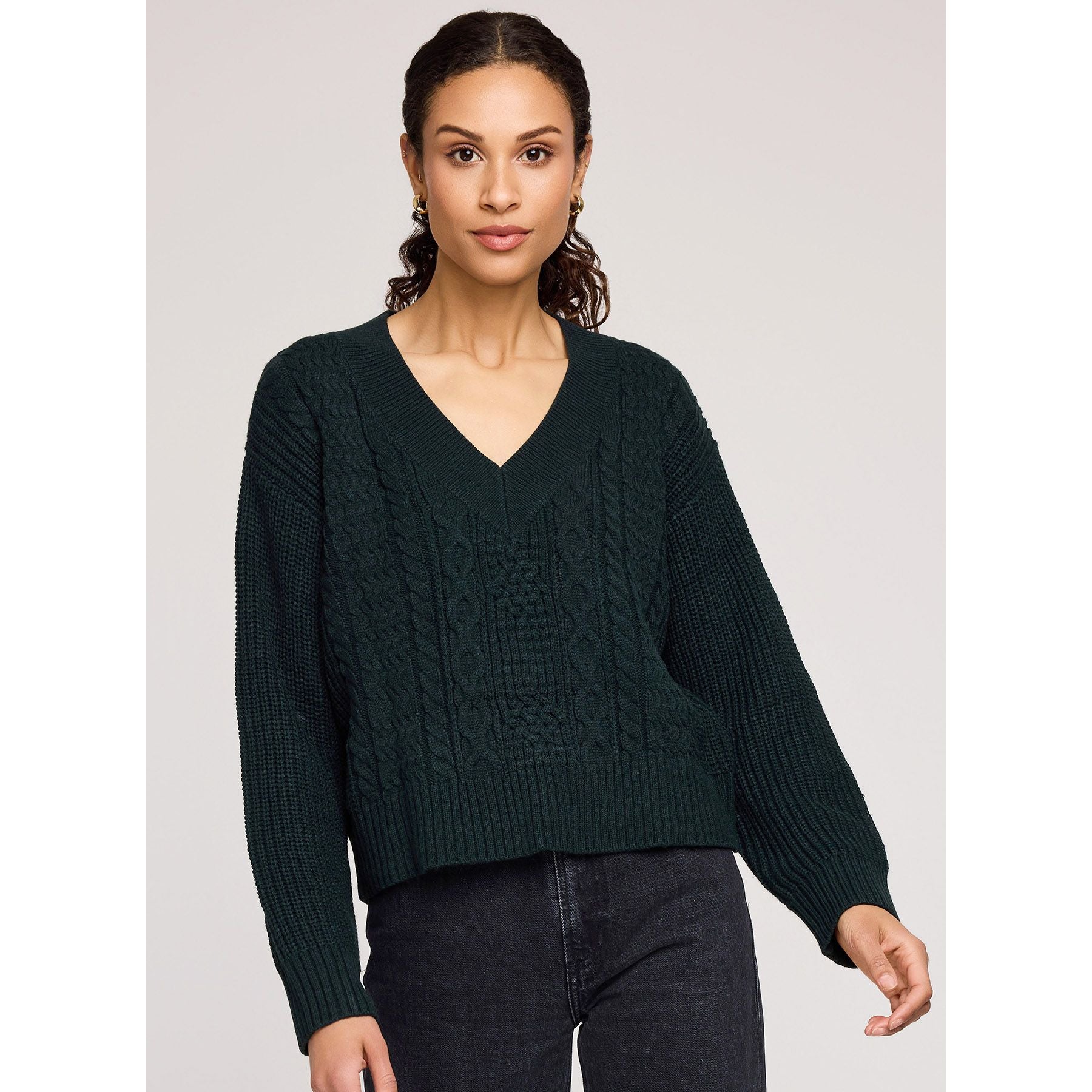 Gentle Fawn Marcie Cable Knit V-Neck Sweater