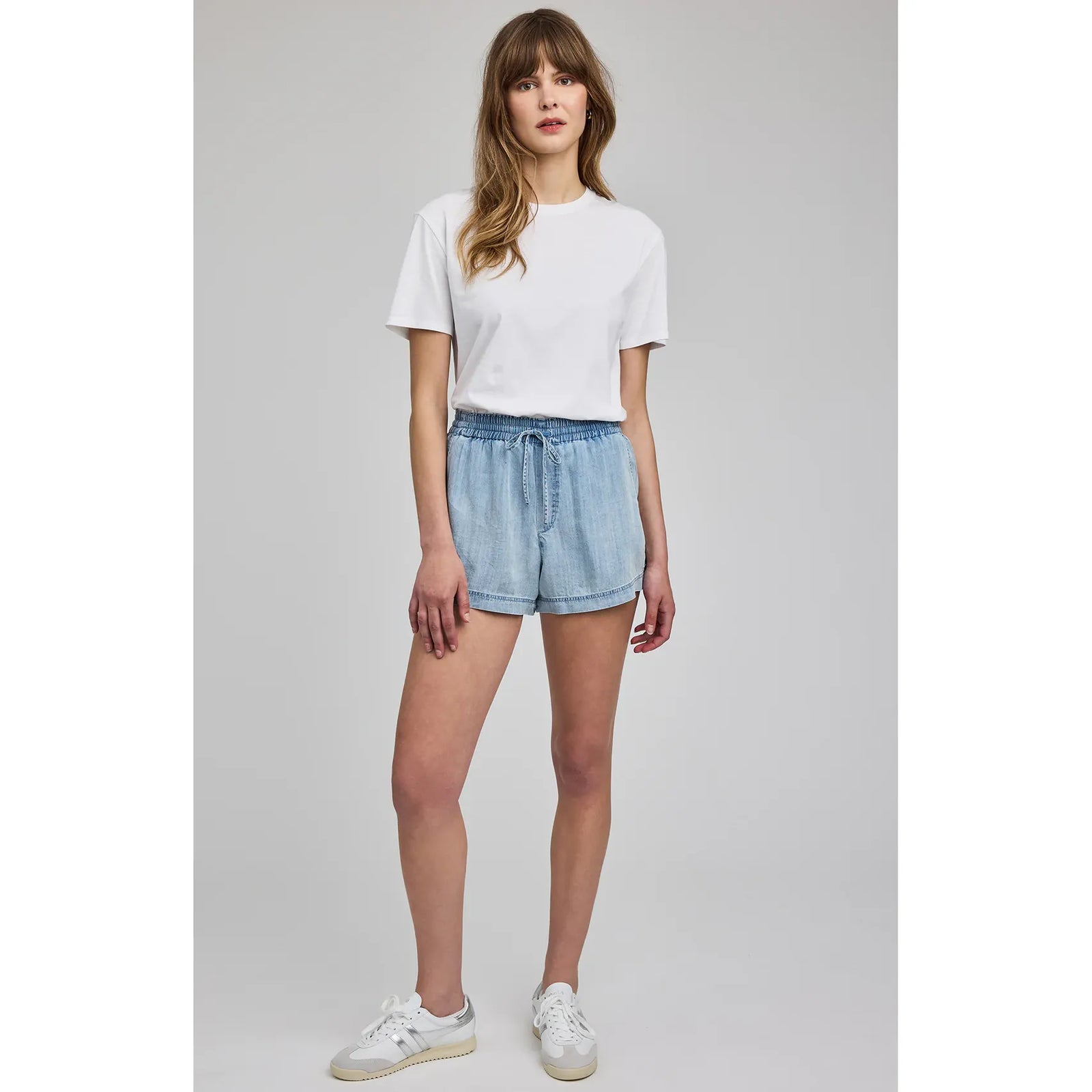 Gentle Fawn Tessa Short: high-rise elastic waist with drawcord; 100% Tencel, washed finish for dimensional look.