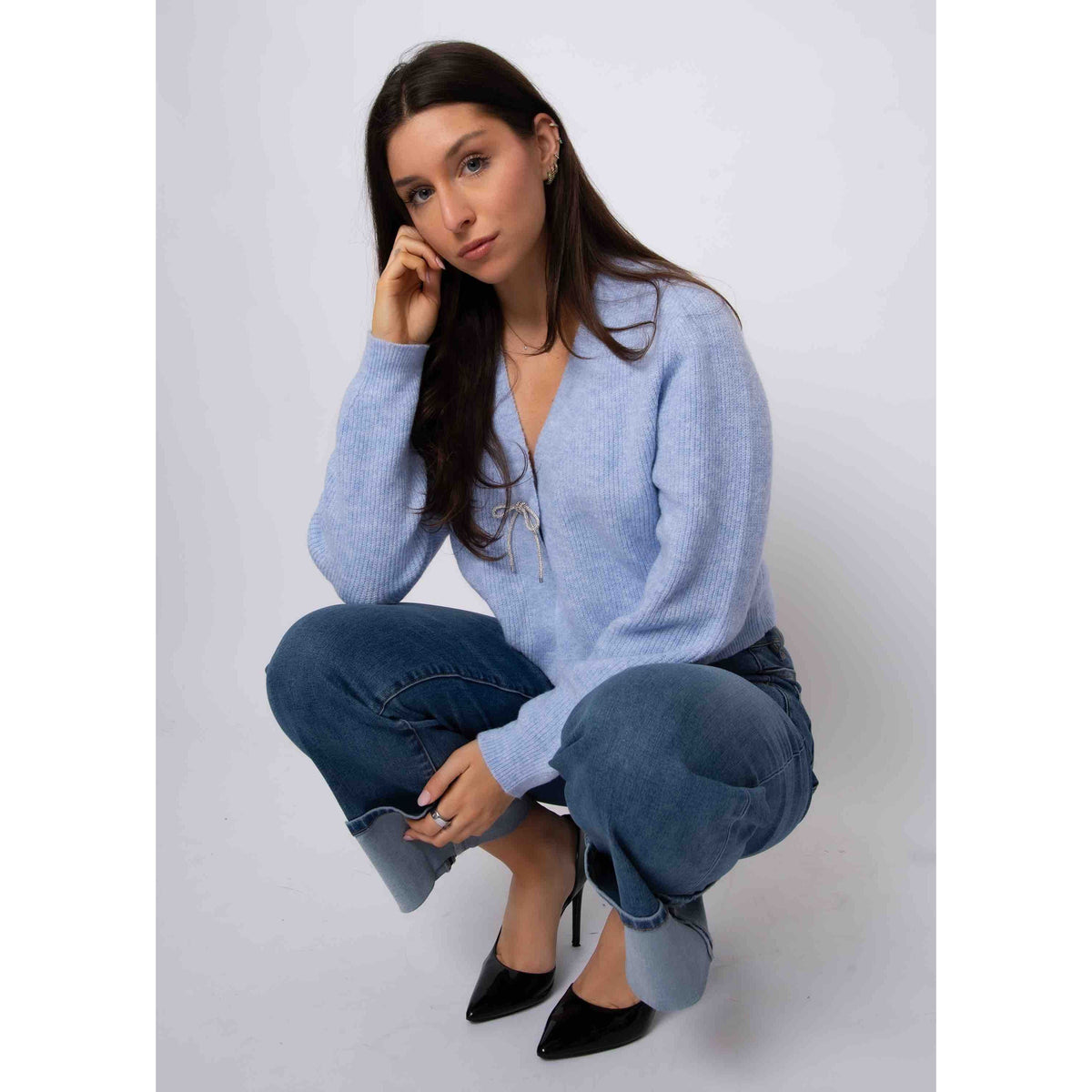 Ghaida V-Neck Crop Cardigan